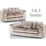 Bella Champagne Luxurious Crushed Velvet Sofa Set