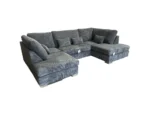 Lorena Grey Premium Cord Fabric U Shape Sofa