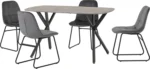 Athens Rectangular Dining Set With Lukas Chairs Concrete Effect/Black/Grey Velvet