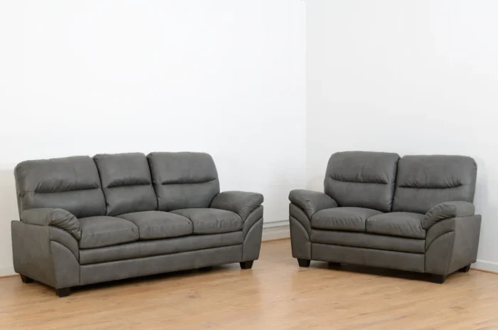 Capri 3+2 Suite Grey Faux Leather