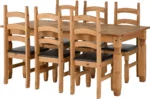 CORONA 6' DINING SET Distressed Waxed Pine/Brown Faux Leather