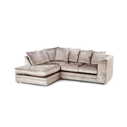 Hilton Champagne Luxurious Crush Velvet Corner Chaise Sofa