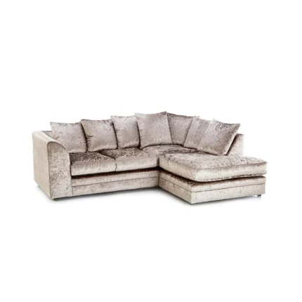 Hilton Champagne Luxurious Crush Velvet Corner Chaise Sofa