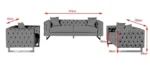 Chesterfield Fenzi Plush Fabric 3+2+1 Sofa Set