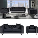 Chesterfield Fenzi Plush Fabric 3+2+1 Sofa Set