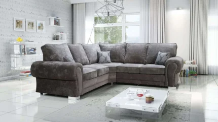 Verona High Back Grey Fabric Corner Sofa