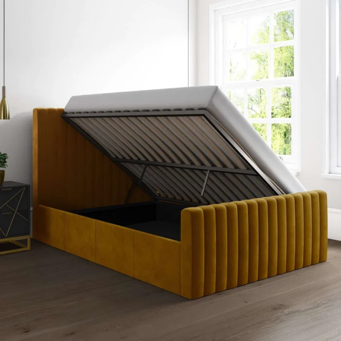 Khloe Side Opening Ottoman Bed Mustard Yellow