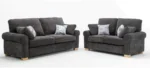 Cambridge Grey Fabric 3+2 Sofa Set Full Back Cushions
