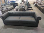 Chesterfield Leather Sofa Set In Black And Grey
