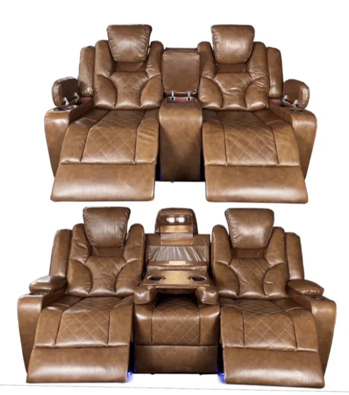 Amsterdam Genuine Leather Electric LED Reclining Sofa Set