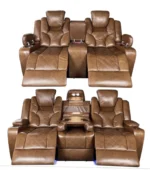 Amsterdam Genuine Leather Electric LED Reclining Sofa Set