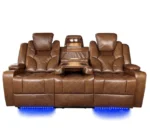 Amsterdam Genuine Leather Electric LED Reclining Sofa Set