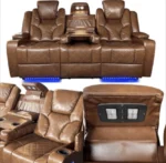 Amsterdam Genuine Leather Electric LED Reclining Sofa Set