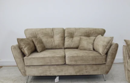 A sleek and contemporary sofa! The Munich 3+2 Set in is an ideal option for city and apartment living - big on style but compact in size. Effortlessly combining the full-back style and sink-into comfort, perfect for modern design individuals that love to lounge.The simple yet elegant design offers a blank canvas for those who like to personalise furnishings with their own of choice accents and accessories. Plush Velvet Upholstery Available in Plush Grey, Silver, Beige and Black Colour Additional Armrest Cushions Removable Cushion Covers Arrives packaged and protected One year warranty DIMENSIONS: 3 SEATER:Length:196 cm, Depth 92 cm – Height 85cm DIMENSIONS: 2 Seater Length 153 cm – Depth 92 cm – Height 85cm