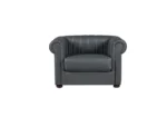Chesterfield Leather Sofa Set In Black And Grey