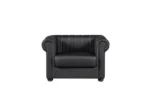 Chesterfield Leather Sofa Set In Black And Grey