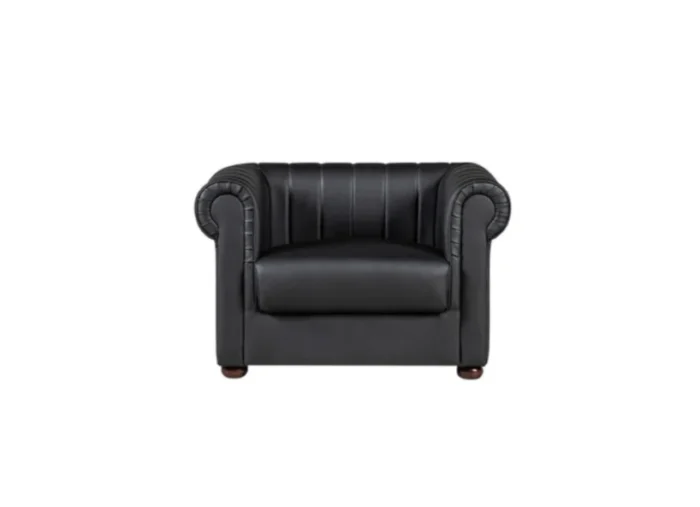 Chesterfield Leather Sofa Set In Black And Grey