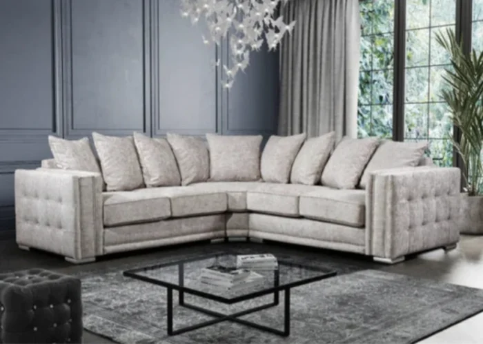 Bentley Corner Sofa With Squared Arms And Elegant Studs
