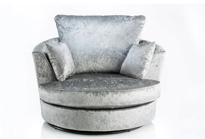 Bella Silver Crushed Velvet Swivel Chair-Arm Chair