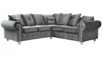 Olympia Plush Grey Velvet Corner Sofa