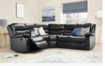 Roma Leather Reclining Corner Tray- Grey, Black & Brown