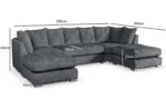 Bishop U Shape Alaska Charcoal Sofa Corner