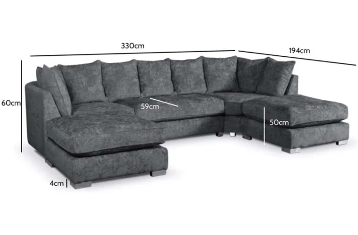 Bishop U Shape Alaska Charcoal Sofa Corner