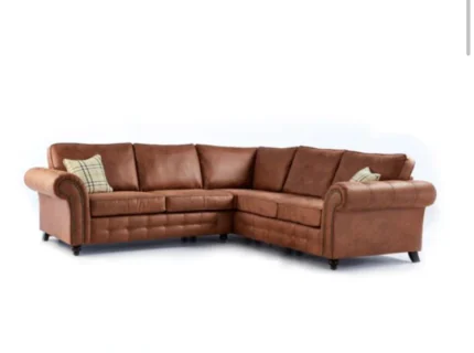 Oakland Tan Suede Leather Corner Sofa