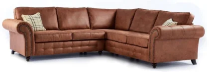 Oakland Tan Suede Leather Corner Sofa