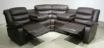 Roma Leather Reclining Black/Grey & Brown 3+2